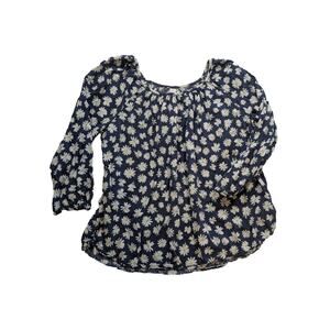 old navy blue daisy peasant long‎ sleeve top size XL